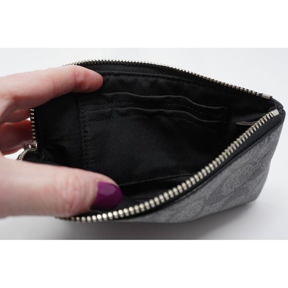 Coach Corner Zip Wristlet Signature Pearlized Coated Canvas Metallic Leather - Picture 4 of 8